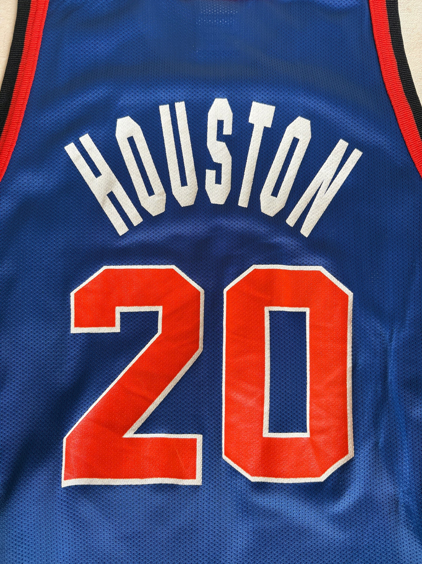 Champion New York Knicks Larry Johnson #20 Jersey Size 40 Blue Black Orange Mesh 90s NBA