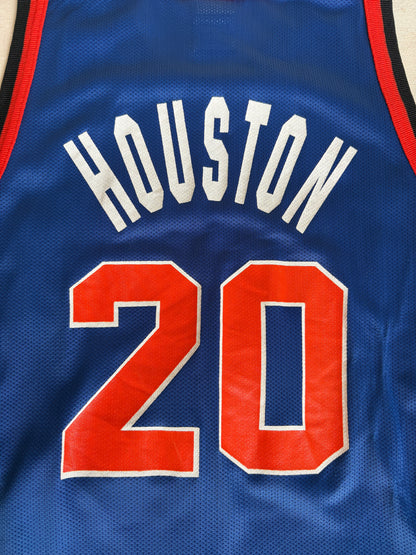 Champion New York Knicks Larry Johnson #20 Jersey Size 40 Blue Black Orange Mesh 90s NBA