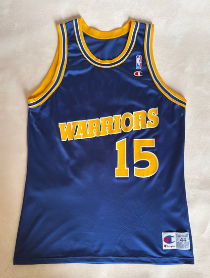 Champion Golden State Warriors Latrell Sprewell #15 Jersey Size 44 Blue Yellow Mesh 90s NBA