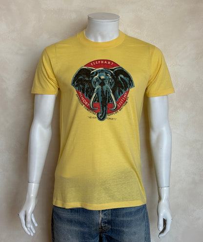 Vintage Elephant Memory Systems tee – rare 80s computer supply promo with classic nerd humor. Med-AJ357 Studio