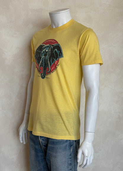 Vintage Elephant Memory Systems tee – rare 80s computer supply promo with classic nerd humor. Med-AJ357 Studio