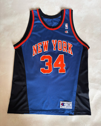 Champion New York Knicks Charles Oakley #34 Jersey Size 48 Blue Black Orange 90s NBA USA