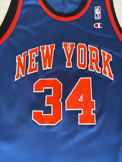 Champion New York Knicks Charles Oakley #34 Jersey Size 48 Blue Black Orange 90s NBA USA