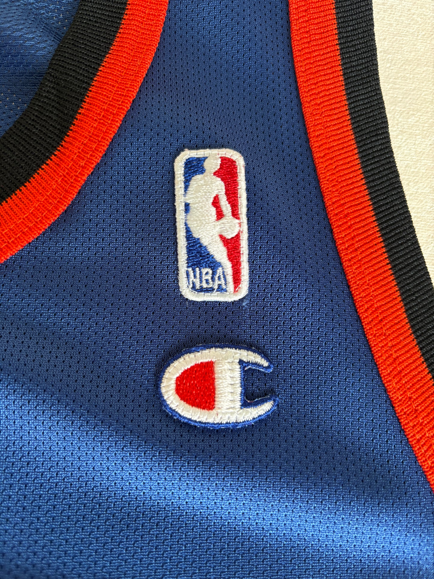 Champion New York Knicks Charles Oakley #34 Jersey Size 48 Blue Black Orange 90s NBA USA