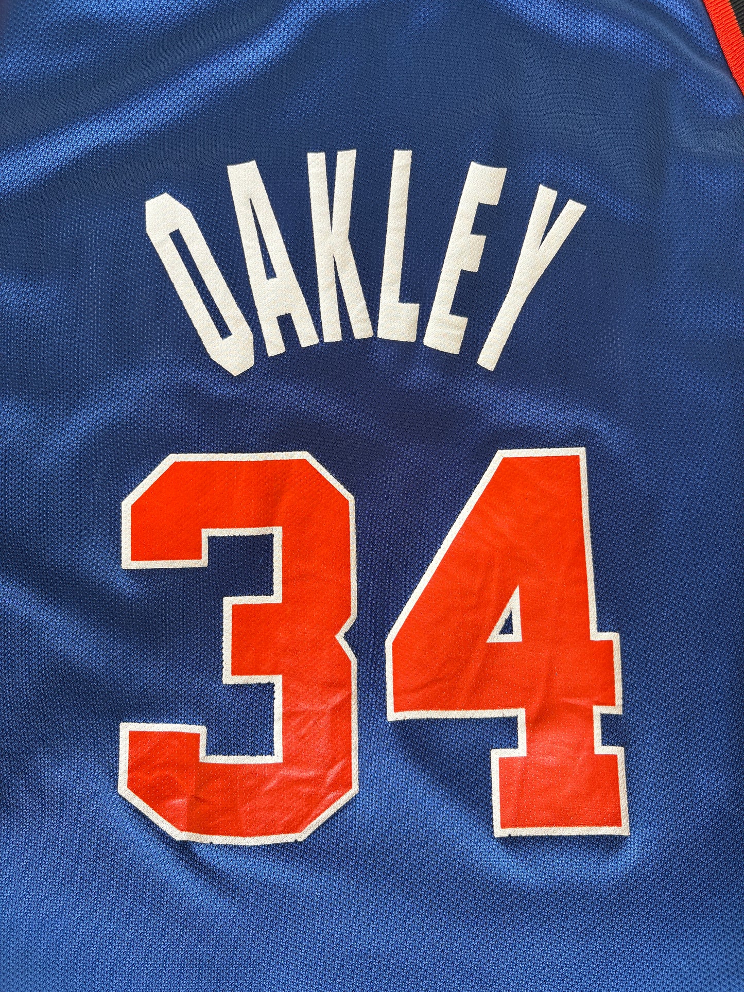 Champion New York Knicks Charles Oakley #34 Jersey Size 48 Blue Black Orange 90s NBA USA