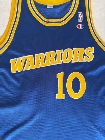 Champion Golden State Warriors Tim Hardaway #10 Jersey Size 44 Blue Yellow Mesh 90s NBA