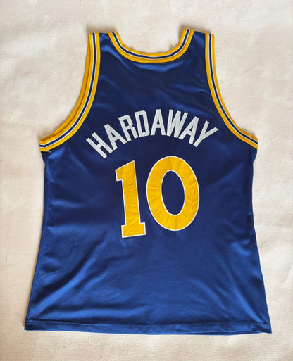 Champion Golden State Warriors Tim Hardaway #10 Jersey Size 44 Blue Yellow Mesh 90s NBA