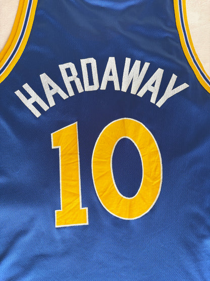 Champion Golden State Warriors Tim Hardaway #10 Jersey Size 44 Blue Yellow Mesh 90s NBA