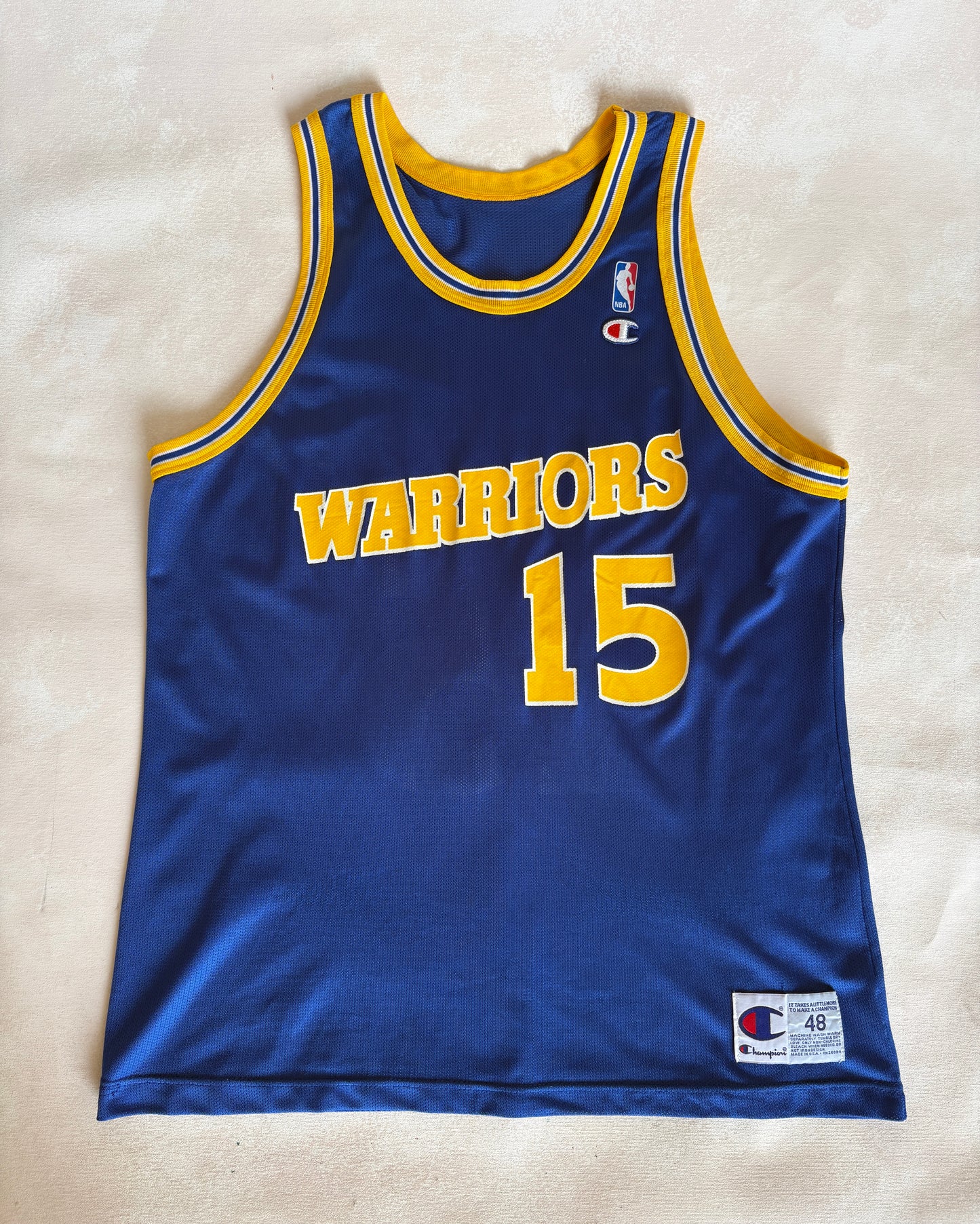 Champion Golden State Warriors Latrell Sprewell #15 Jersey Size 48 Blue Mesh 90s NBA USA