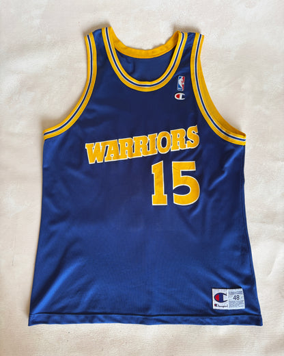 Champion Golden State Warriors Latrell Sprewell #15 Jersey Size 48 Blue Mesh 90s NBA USA