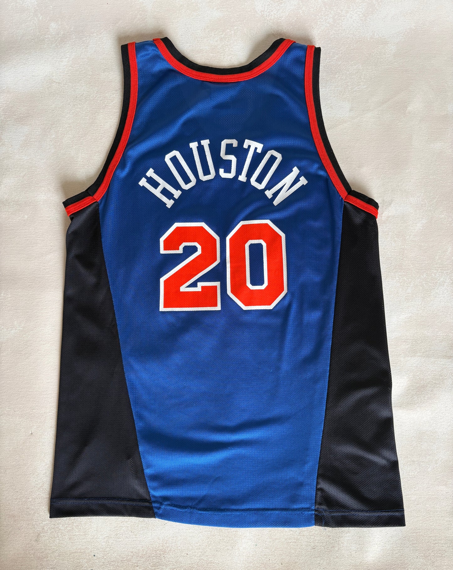 Champion New York Knicks Larry Johnson #20 Jersey Size M/40 Blue Black Orange Mesh 90s NBA