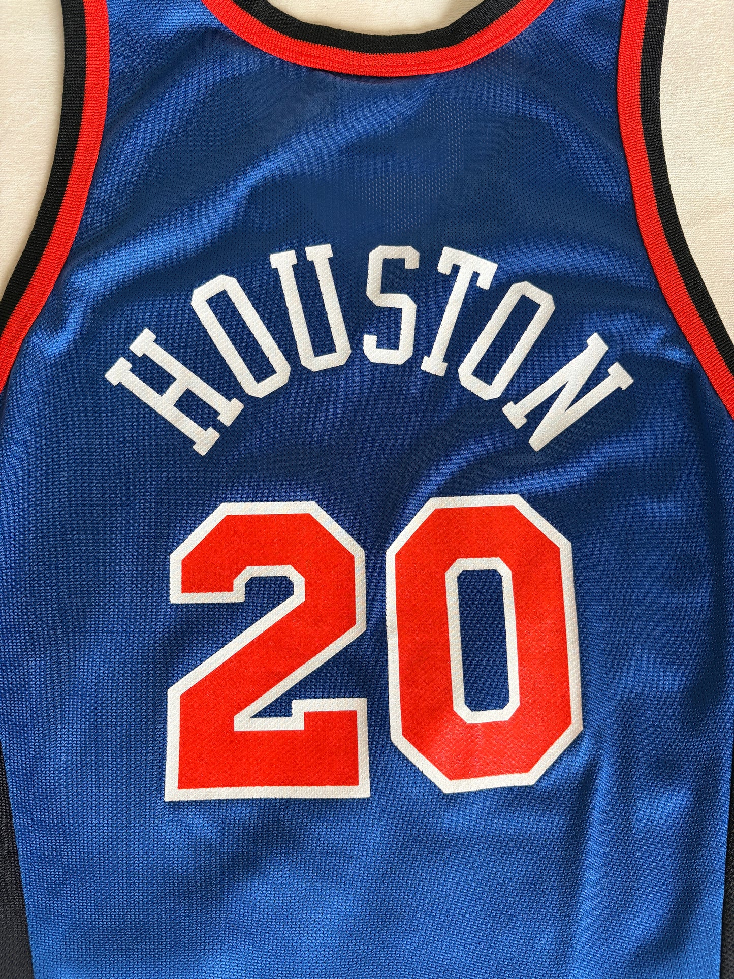 Champion New York Knicks Larry Johnson #20 Jersey Size M/40 Blue Black Orange Mesh 90s NBA