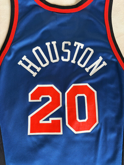 Champion New York Knicks Larry Johnson #20 Jersey Size M/40 Blue Black Orange Mesh 90s NBA