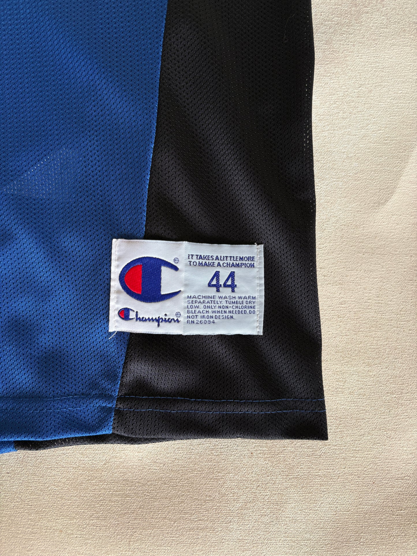 Champion New York Knicks Allan Houston #1 Jersey Size L/44 Blue Black Orange Mesh 90s NBA
