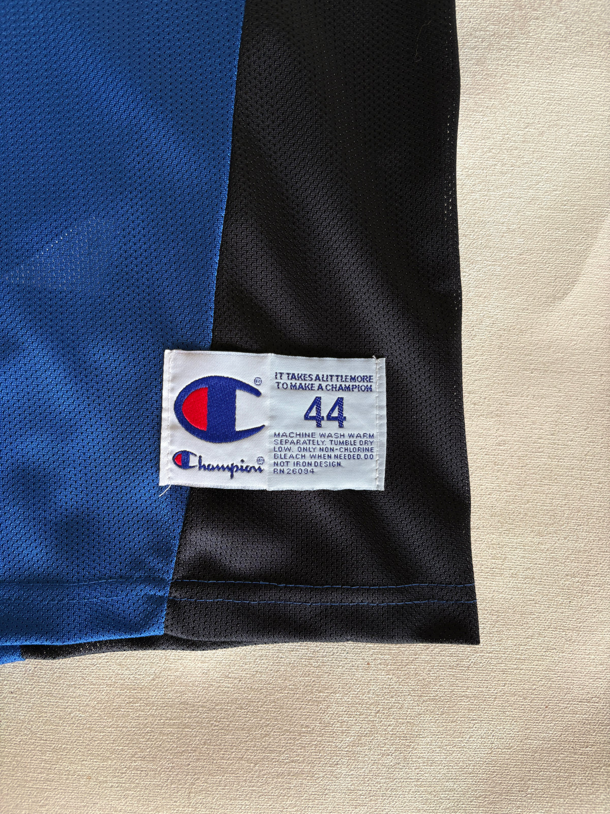 Champion New York Knicks Allan Houston #1 Jersey Size L/44 Blue Black Orange Mesh 90s NBA-AJ357 Studio