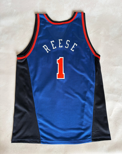 Champion New York Knicks Allan Houston #1 Jersey Size L/44 Blue Black Orange Mesh 90s NBA