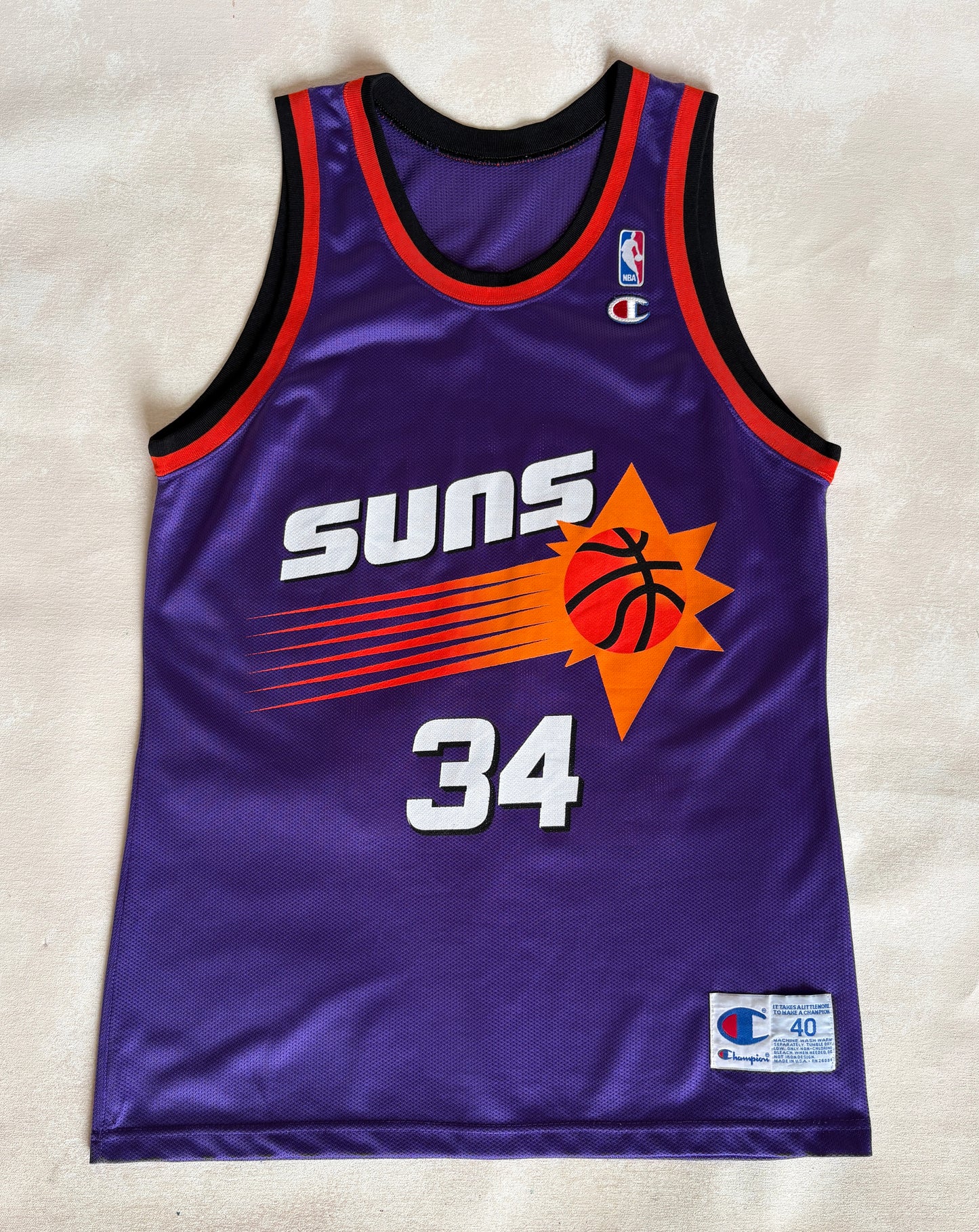 Champion Phoenix Suns Charles Barkley #34 Jersey Size 40 Purple Mesh 90s NBA Made USA