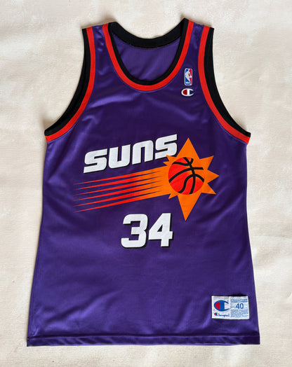 Champion Phoenix Suns Charles Barkley #34 Jersey Size 40 Purple Mesh 90s NBA Made USA
