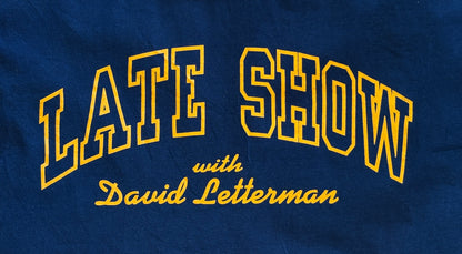 Vintage 90s Late Show with David Letterman tee – classic TV nostalgia in bold collegiate style. Large-AJ357 Studio