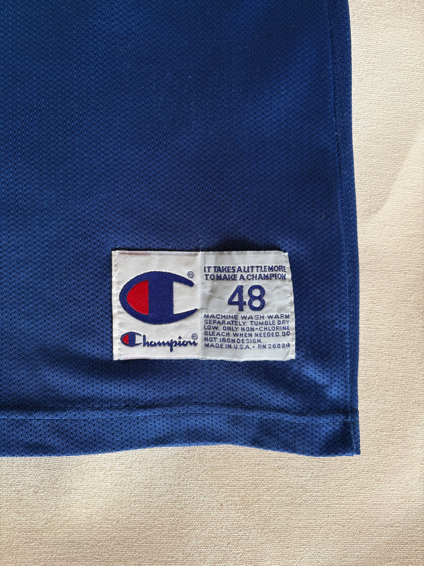 Champion Golden State Warriors Chris Webber #4 Jersey Size 48 Blue Yellow Mesh 90s NBA USA