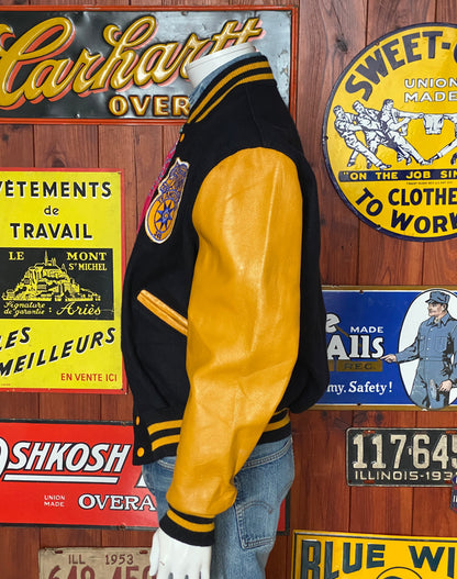 Vintage Teamster Varsity Leather Sleeve Jacket - Size 44USA (54 EU) | Made in USA-AJ357 Studio