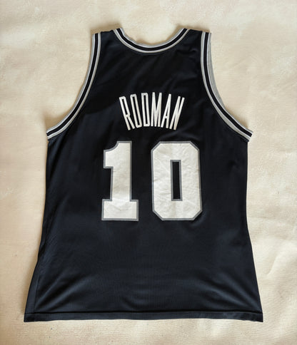 Champion Spurs Dennis Rodman #10 Jersey Size 44 Black Altered Front 90s NBA Made in USA