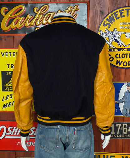 Vintage Teamster Varsity Leather Sleeve Jacket - Size 44USA (54 EU) | Made in USA-AJ357 Studio