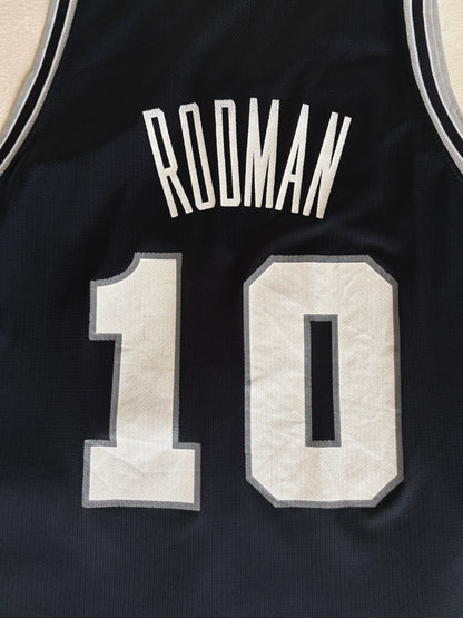 Champion Spurs Dennis Rodman #10 Jersey Size 44 Black Altered Front 90s NBA Made in USA