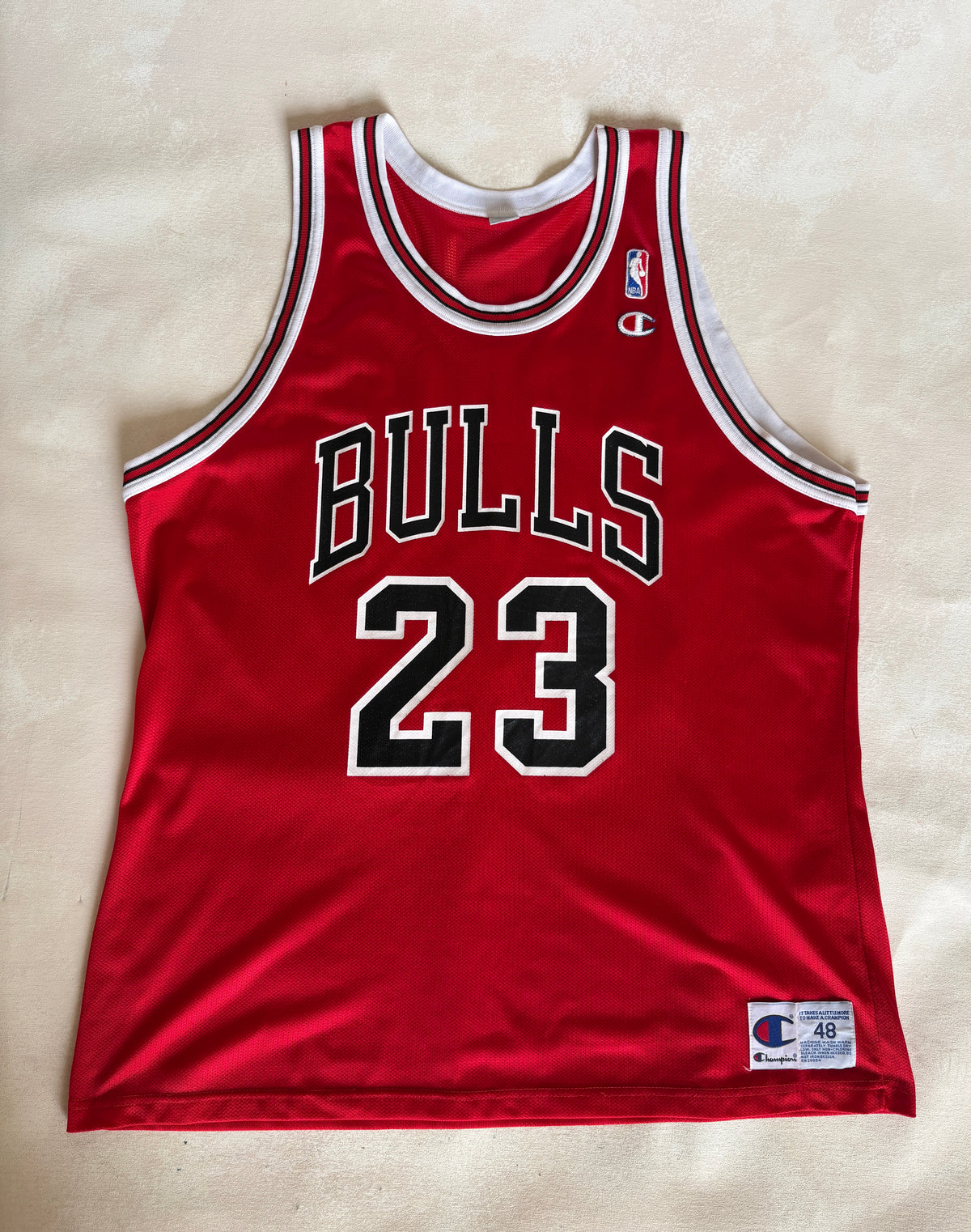 Champion Chicago Bulls Michael Jordan #23 Jersey Size 48 Red Mesh 90s NBA Road Jersey-AJ357 Studio