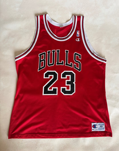 Champion Chicago Bulls Michael Jordan #23 Jersey Size 48 Red Mesh 90s NBA Road Jersey