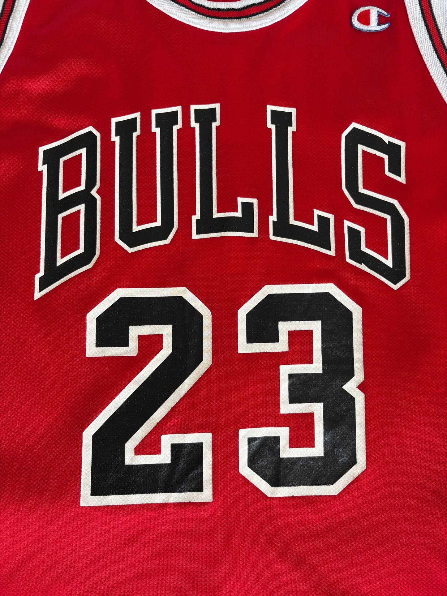 Champion Chicago Bulls Michael Jordan #23 Jersey Size 48 Red Mesh 90s NBA Road Jersey