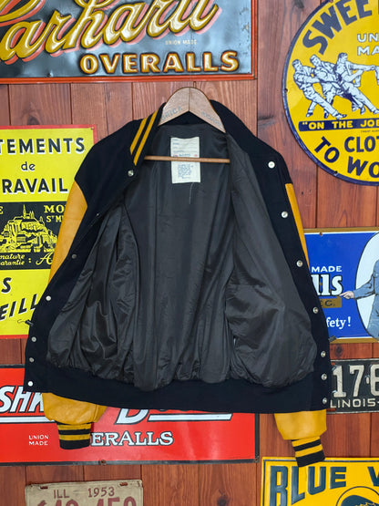 Vintage Teamster Varsity Leather Sleeve Jacket - Size 44USA (54 EU) | Made in USA-AJ357 Studio