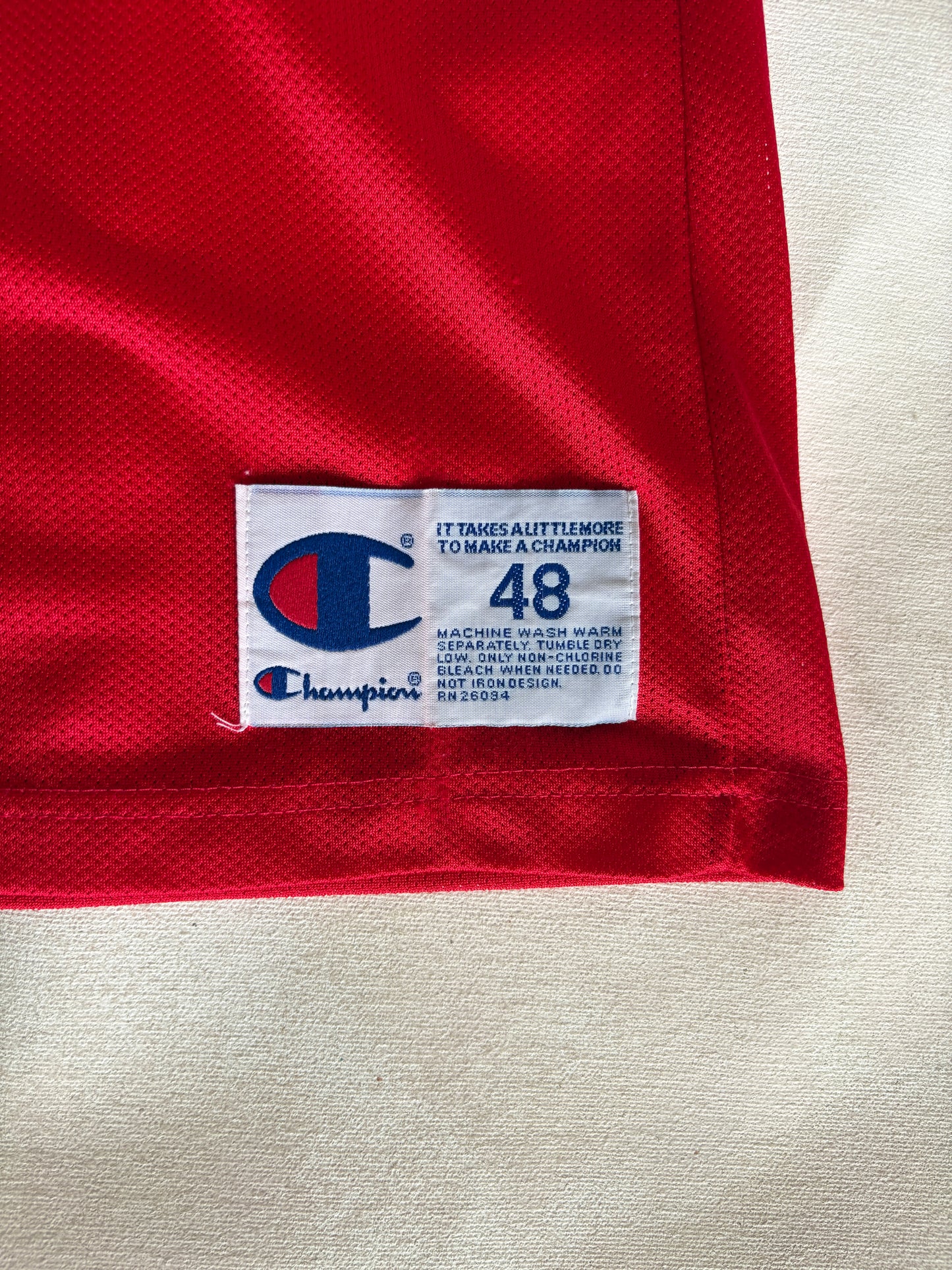Champion Chicago Bulls Michael Jordan #23 Jersey Size 48 Red Mesh 90s NBA Road Jersey