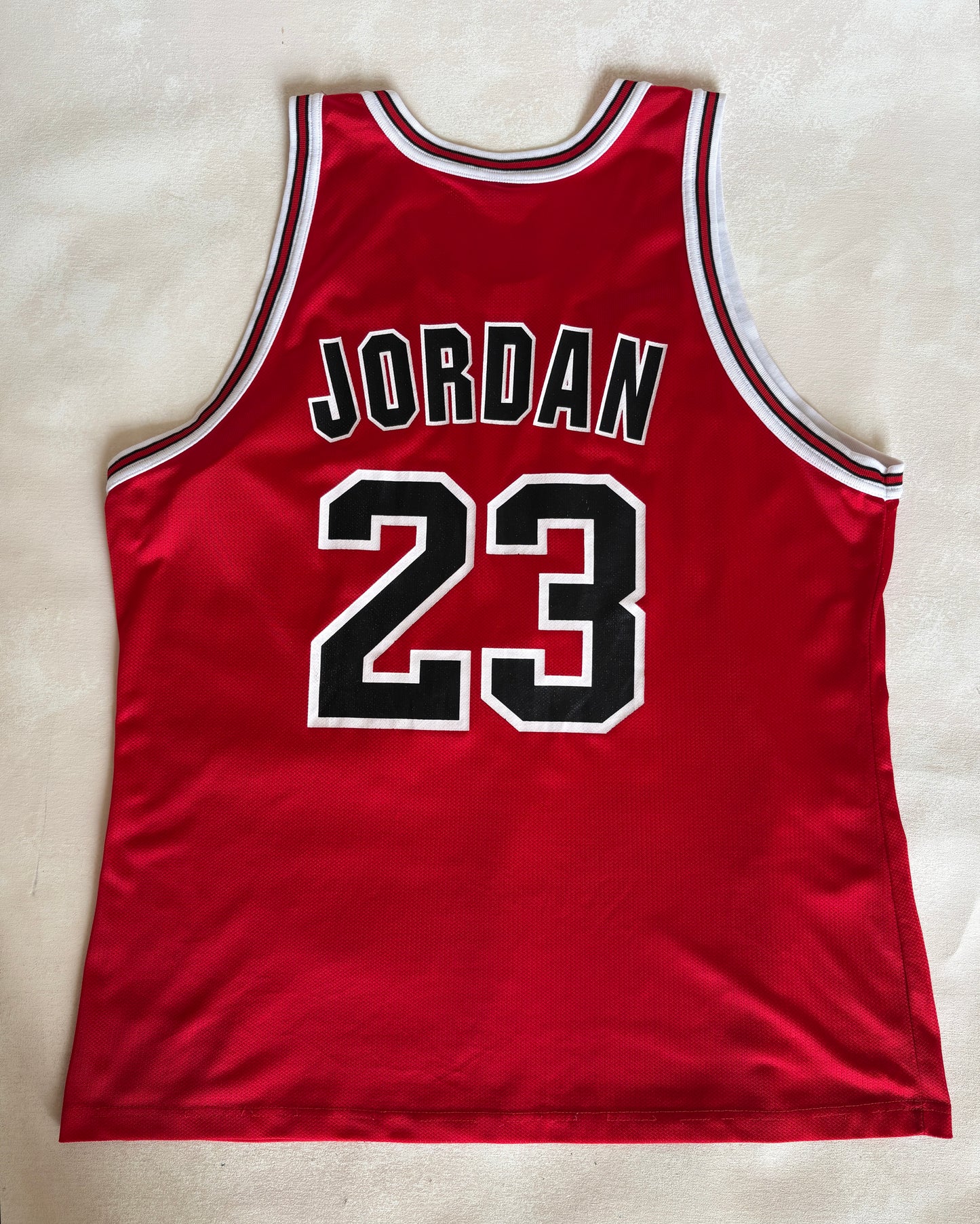Champion Chicago Bulls Michael Jordan #23 Jersey Size 48 Red Mesh 90s NBA Road Jersey