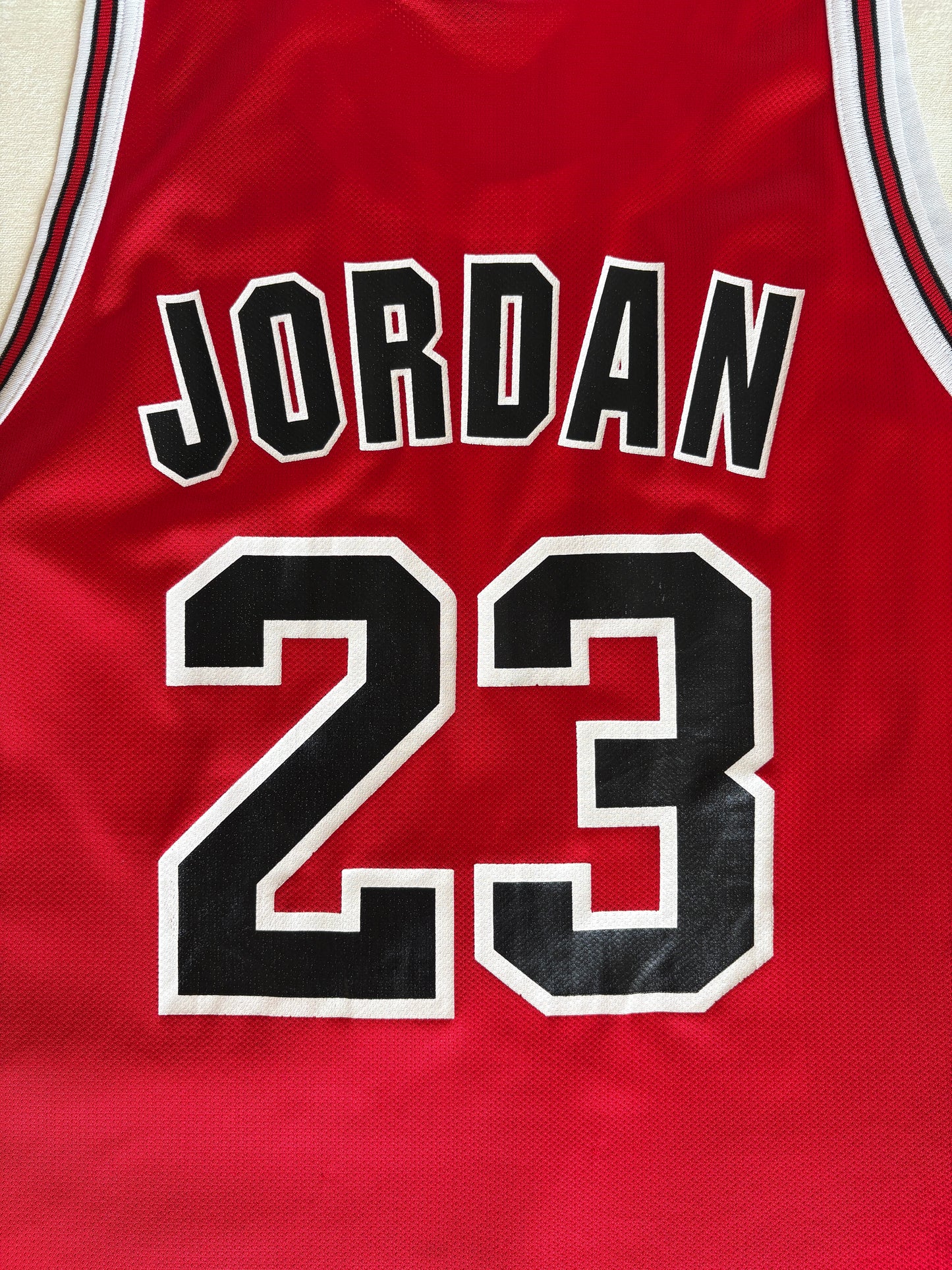 Champion Chicago Bulls Michael Jordan #23 Jersey Size 48 Red Mesh 90s NBA Road Jersey