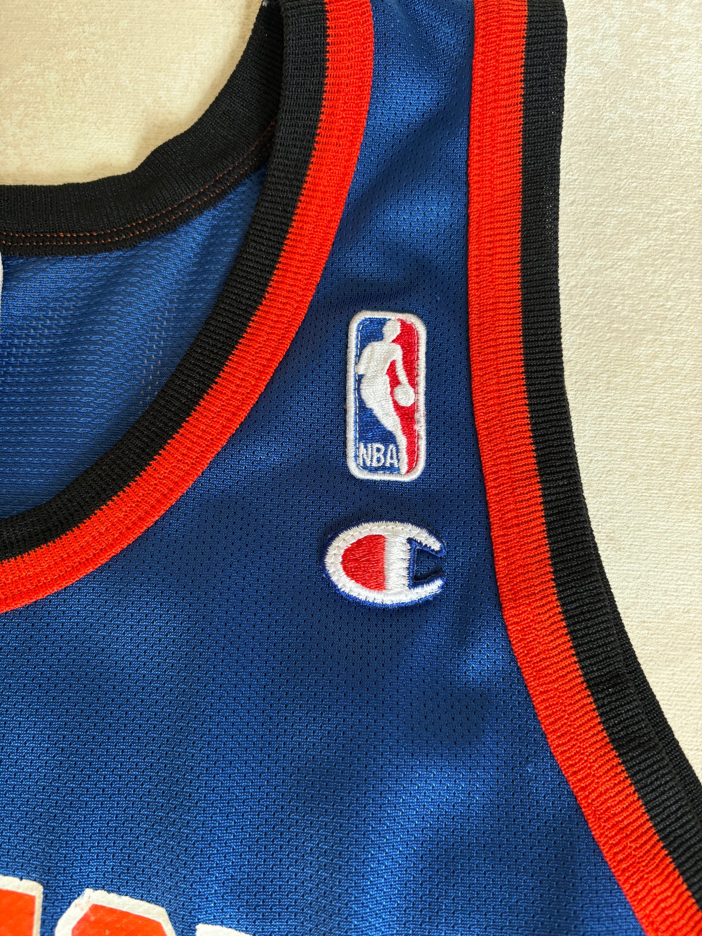 Champion New York Knicks Marcus Camby #23 Jersey Size L/44 Blue Black Orange Mesh 90s NBA
