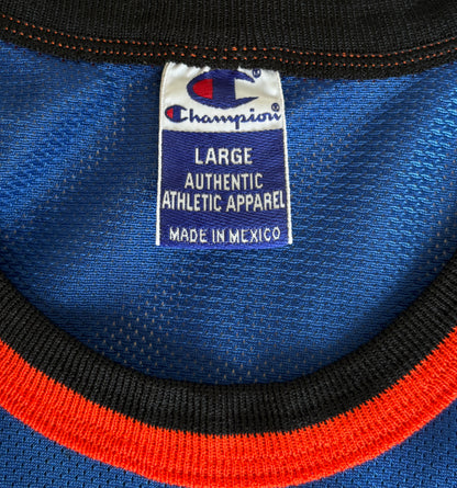 Champion New York Knicks Marcus Camby #23 Jersey Size L/44 Blue Black Orange Mesh 90s NBA