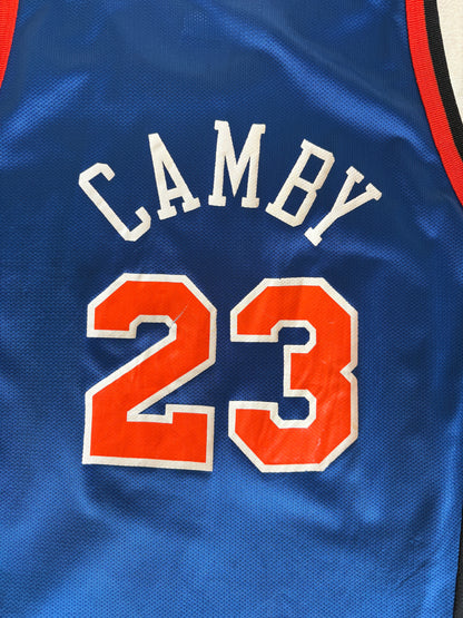 Champion New York Knicks Marcus Camby #23 Jersey Size L/44 Blue Black Orange Mesh 90s NBA