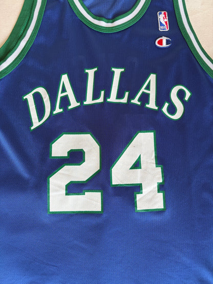 Champion Dallas Mavericks #24 Jersey Size 44 Navy Blue Green Mesh 90s NBA Made in USA