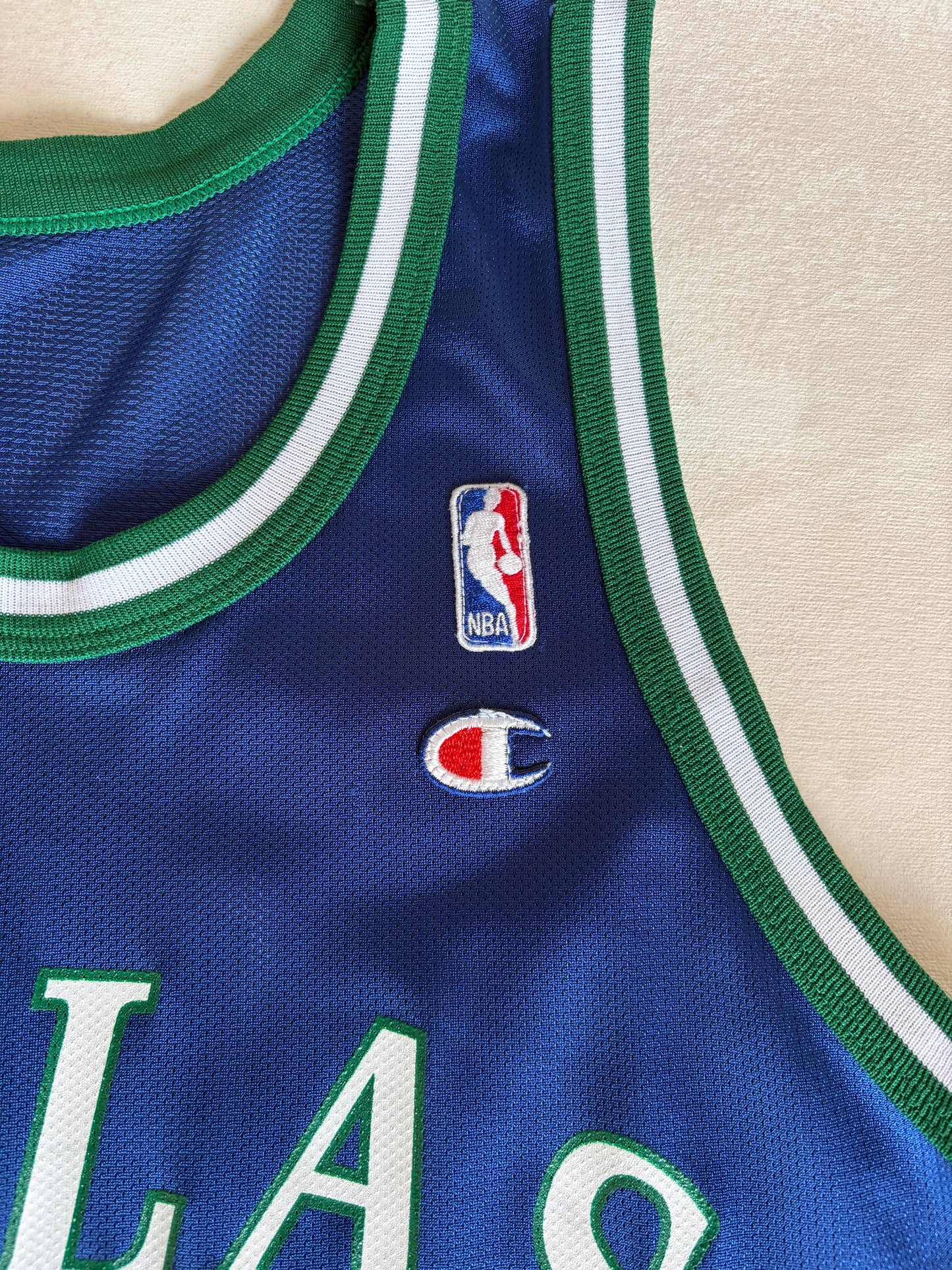 Champion Dallas Mavericks #24 Jersey Size 44 Navy Blue Green Mesh 90s NBA Made in USA