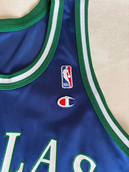 Champion Dallas Mavericks #24 Jersey Size 44 Navy Blue Green Mesh 90s NBA Made in USA