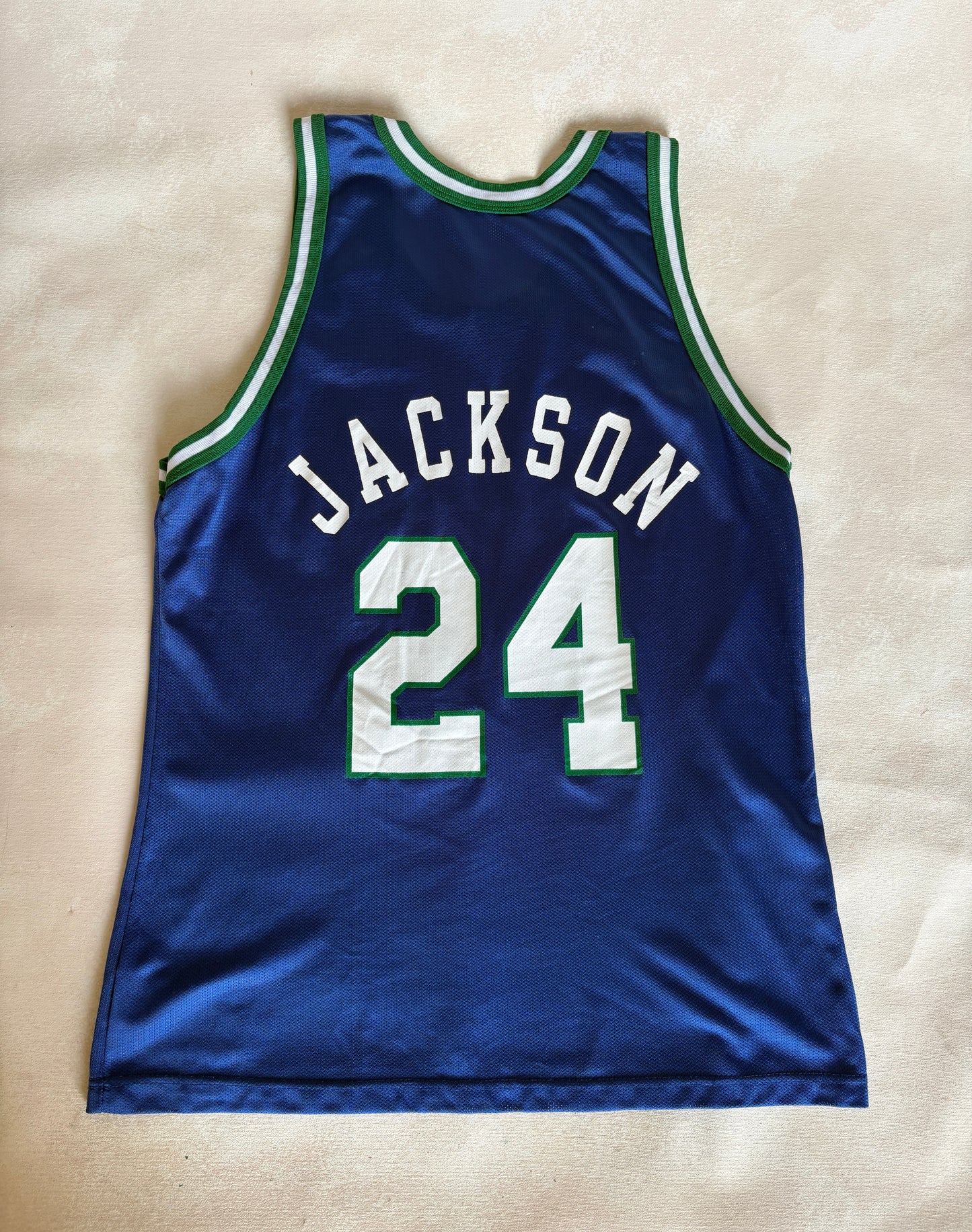 Champion Dallas Mavericks #24 Jersey Size 44 Navy Blue Green Mesh 90s NBA Made in USA