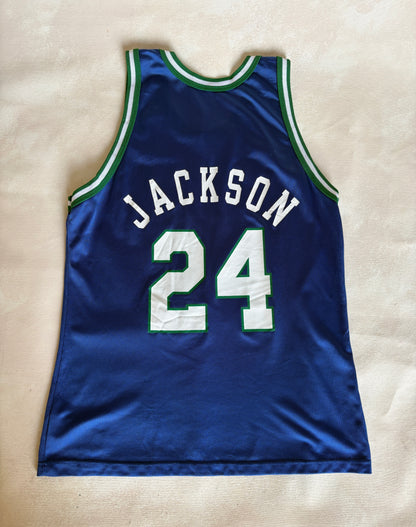 Champion Dallas Mavericks #24 Jersey Size 44 Navy Blue Green Mesh 90s NBA Made in USA