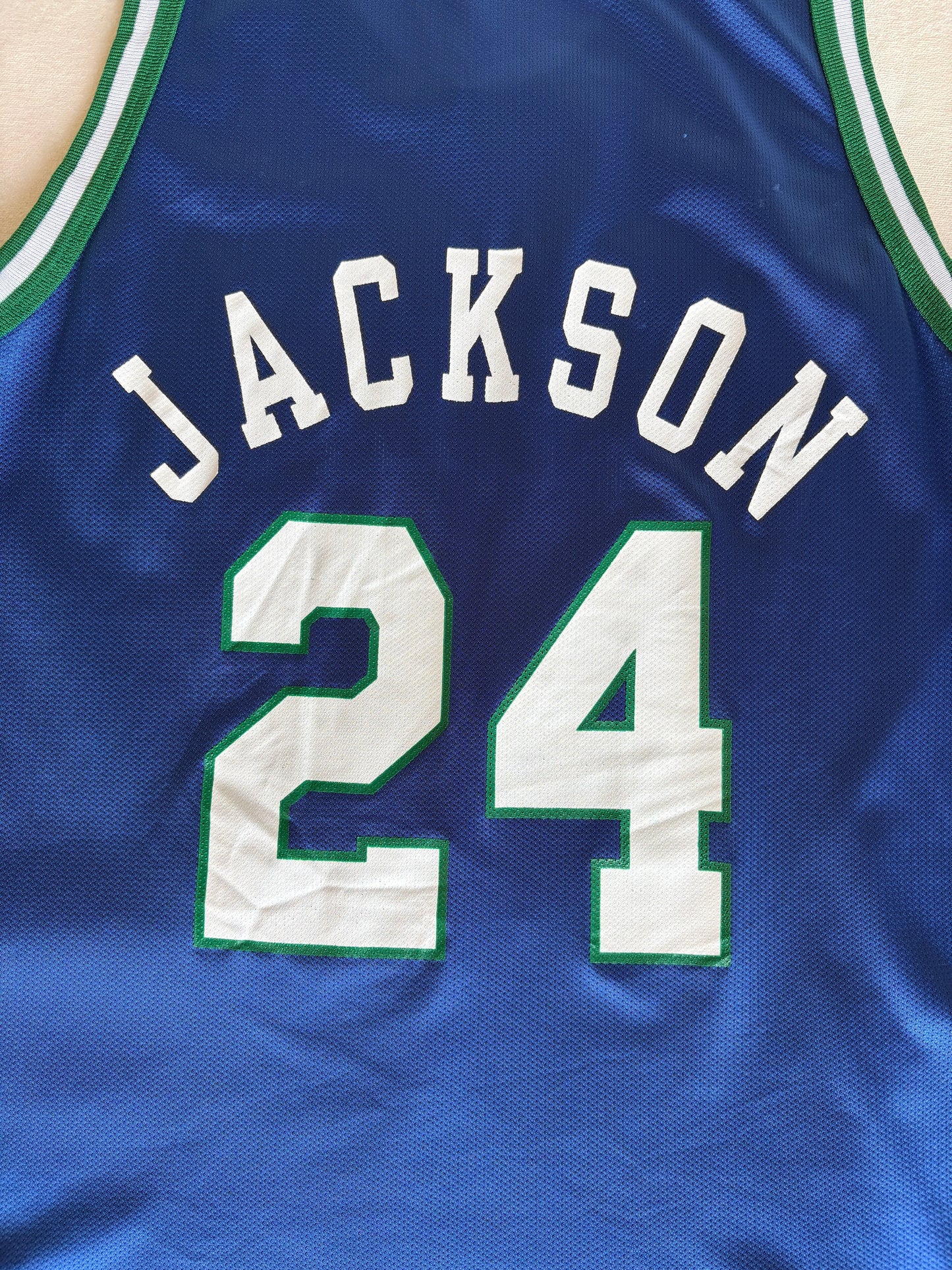 Champion Dallas Mavericks #24 Jersey Size 44 Navy Blue Green Mesh 90s NBA Made in USA