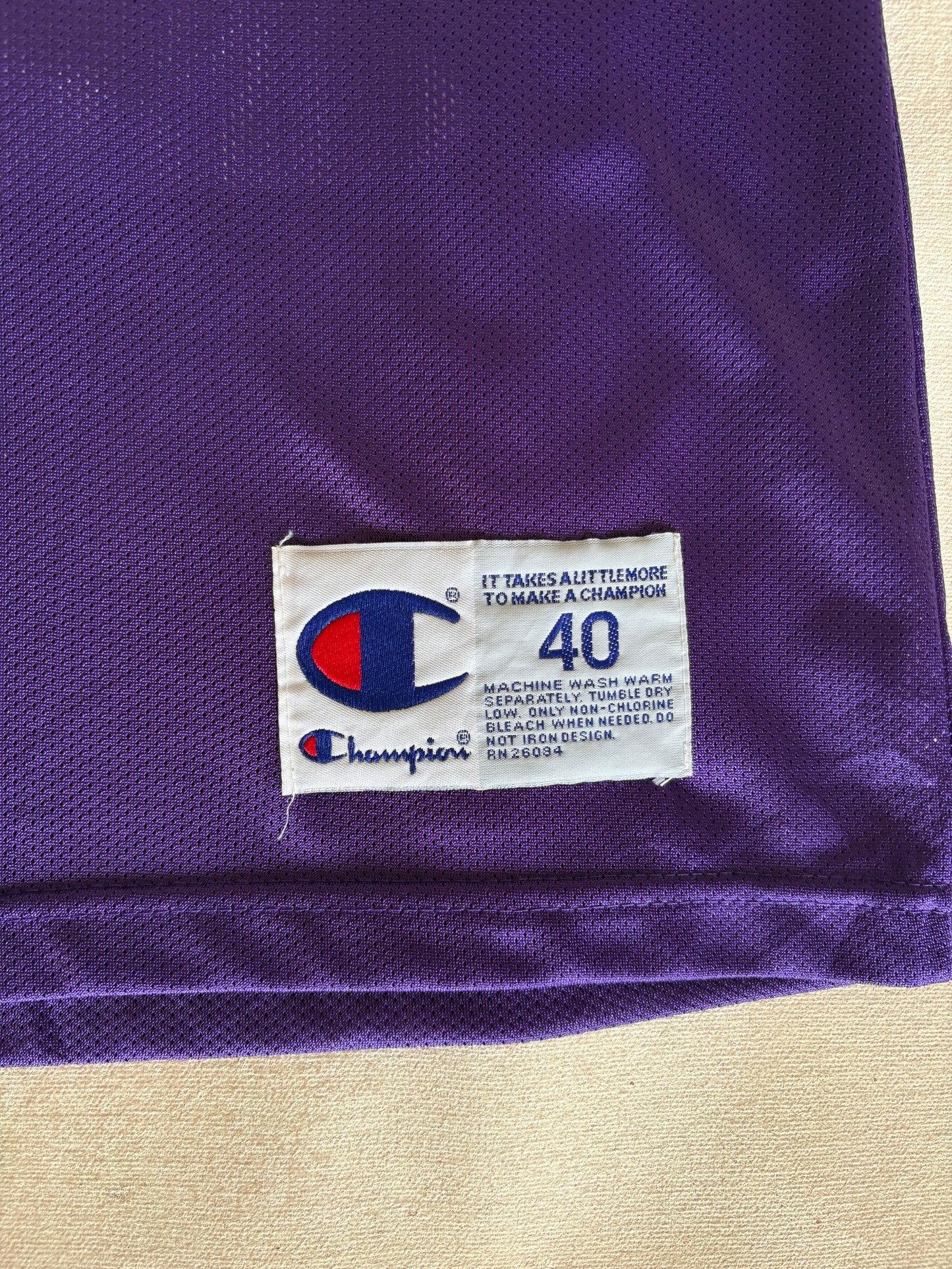 Champion Utah Jazz #12 Stockton Jersey Size 40 Purple Mesh Vintage 90s NBA