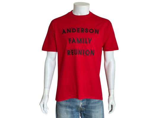 Vintage 1992 Anderson Family Reunion t-shirt with bold 90s lettering, size large