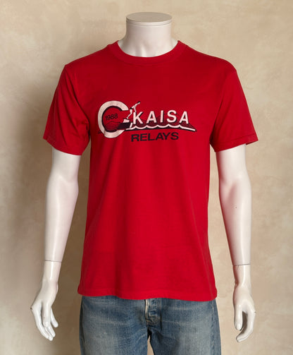 Vintage 1988 KAISA Relays tee – bold aquatic competition graphic with retro energy. Large-AJ357 Studio