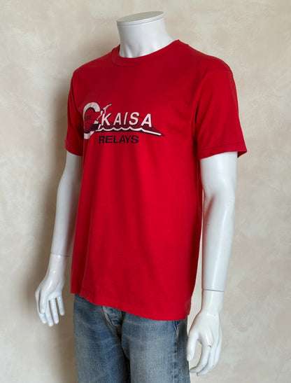 Vintage 1988 KAISA Relays tee – bold aquatic competition graphic with retro energy. Large-AJ357 Studio
