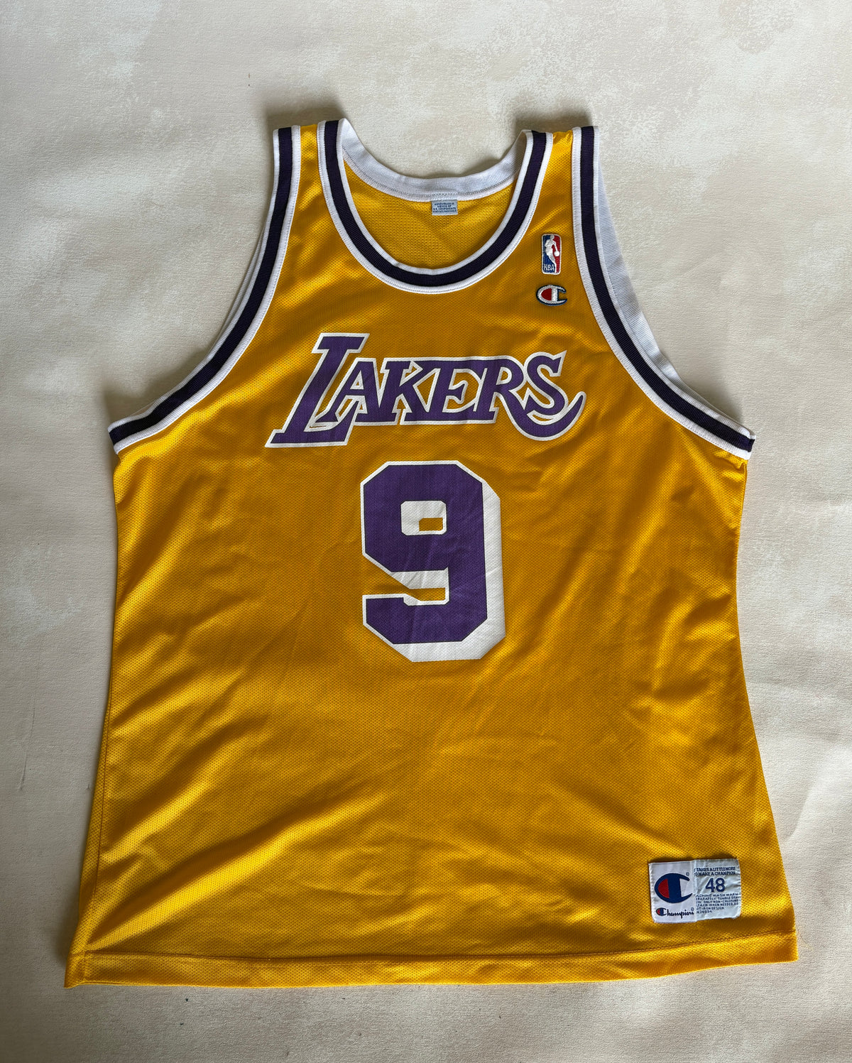 Champion LA Lakers #9 Van Exel Jersey Size 48 Gold Mesh Vintage 90s NBA-AJ357 Studio