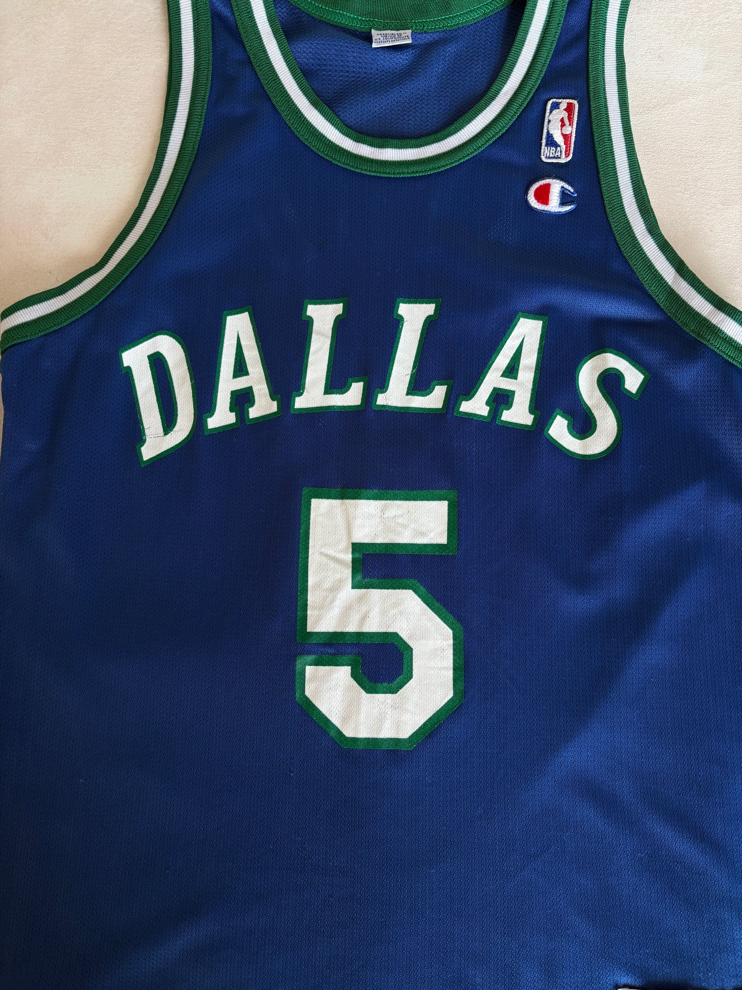 Champion Dallas Mavericks #5 Kidd Jersey Size 40 Blue Mesh Vintage 90s NBA